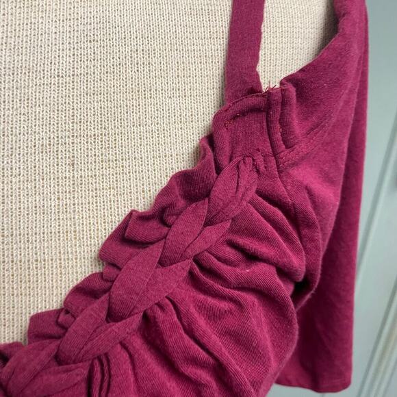 Boston Proper Womens Cold Shoulder Bamboo Top Braid Trim Casual Boho Medium - Picture 2 of 5